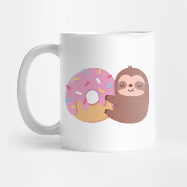 Cute Sloth Hugging Donut by rustydoodle